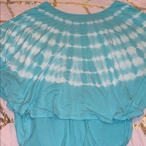 flowy teal and white top